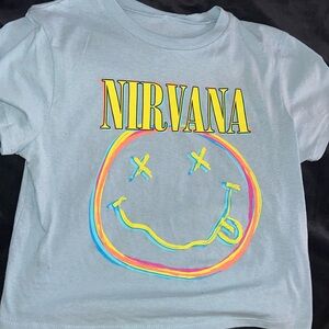 Nirvana baby blue cropped tee